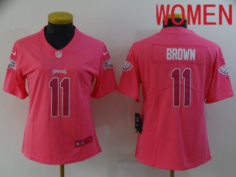 Cheap Women Philadelphia Eagles 11 Brown Pink 2022 Nike Limited Vapor Untouchable NFL Jersey